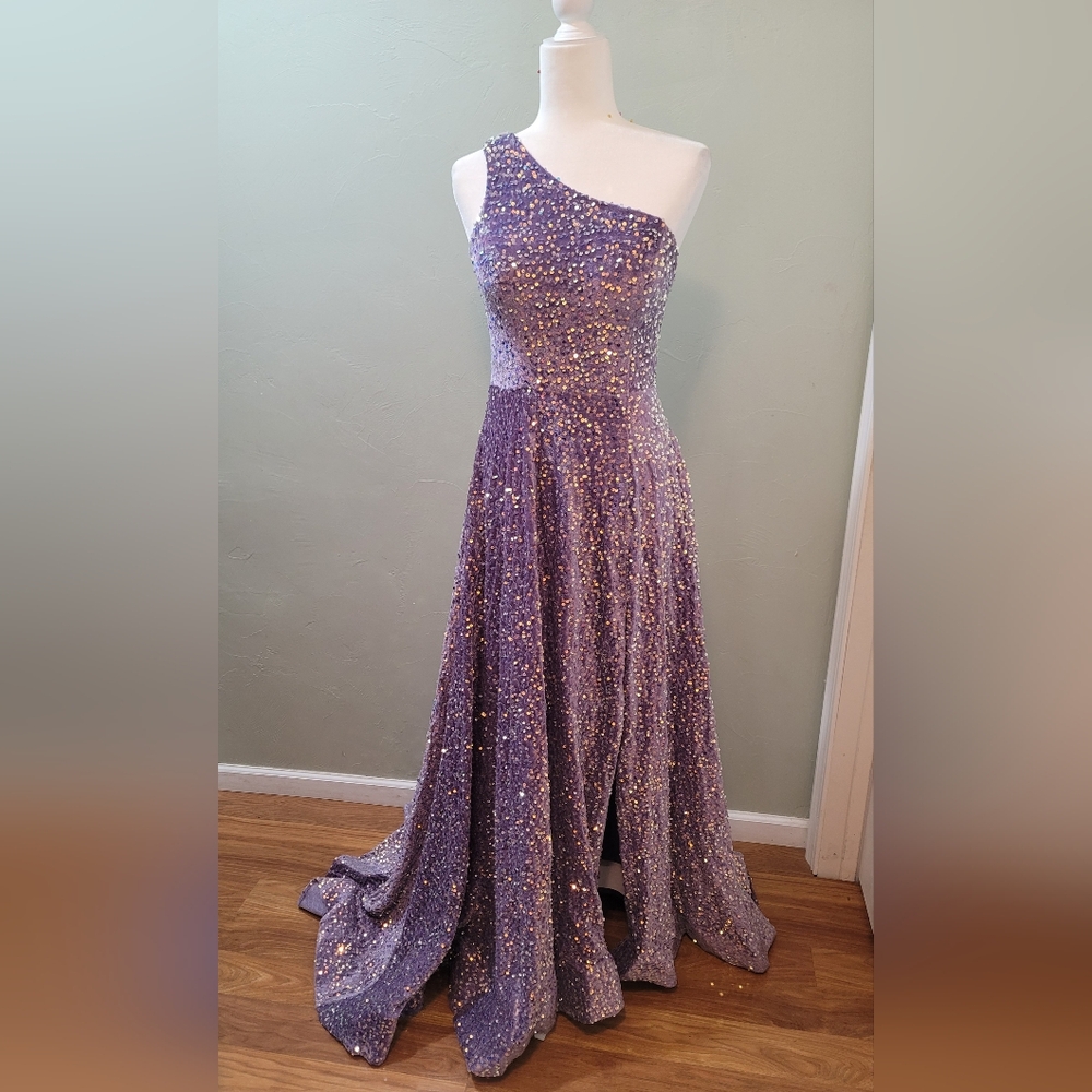 Elegant Purple Sequin Gown